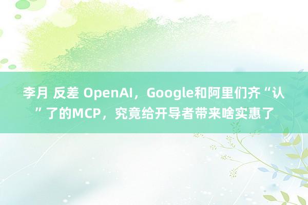 李月 反差 OpenAI，Google和阿里们齐“认”了的MCP，究竟给开导者带来啥实惠了