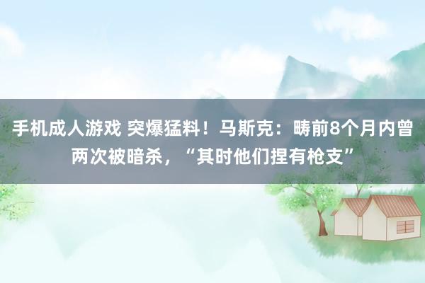 手机成人游戏 突爆猛料！马斯克：畴前8个月内曾两次被暗杀，“其时他们捏有枪支”
