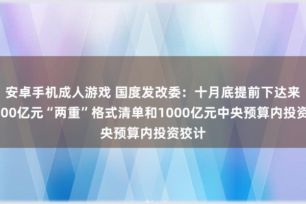 安卓手机成人游戏 国度发改委：十月底提前下达来岁1000亿元“两重”格式清单和1000亿元中央预算内投资狡计