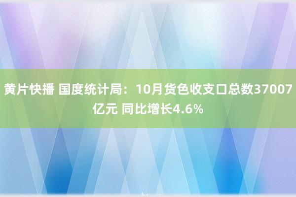 黄片快播 国度统计局：10月货色收支口总数37007亿元 同比增长4.6%