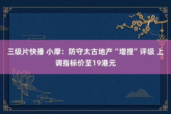 三级片快播 小摩：防守太古地产“增捏”评级 上调指标价至19港元
